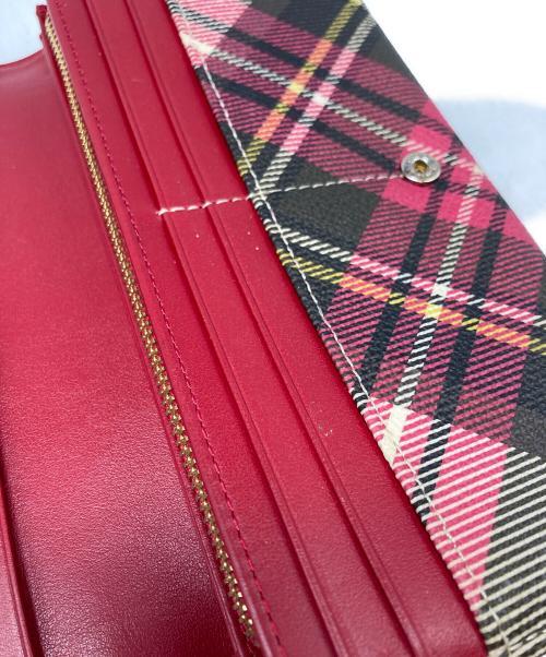 Vivienne Westwood（ヴィヴィアンウエストウッド）Vivienne Westwood (ヴィヴィアンウエストウッド) タータンチェック柄長財布 ピンク×アイボリーの古着・服飾アイテム
