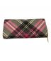 Vivienne Westwood (ヴィヴィアンウエストウッド) タータンチェック柄長財布 ピンク×アイボリー：5000円