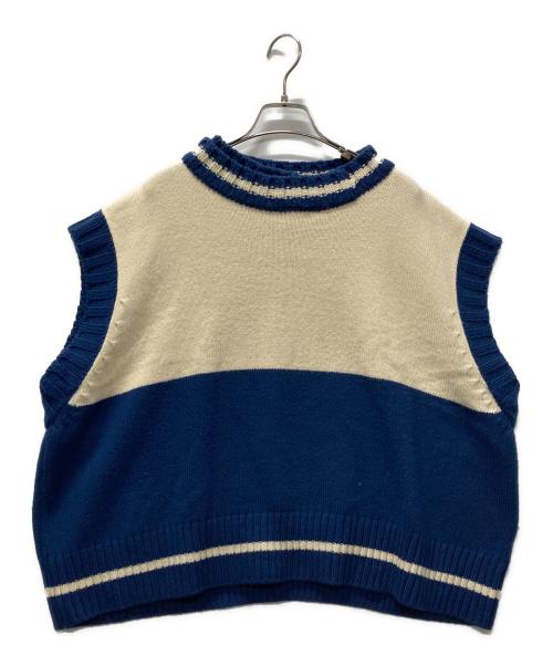 ADER error（アーダーエラー）ADER error (アーダーエラー) カラーブロックニットベスト ブルー サイズ:不明の古着・服飾アイテム