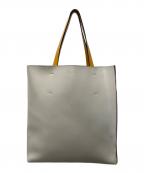 MARNIマルニ）の古着「MUSEO TOTE BAG/ミュゼオ レザートートバッグ」｜ベージュ×カーキ