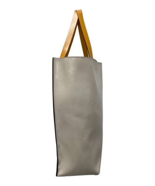 MARNI（マルニ）MARNI (マルニ) MUSEO TOTE BAG/ミュゼオ レザートートバッグ ベージュ×カーキの古着・服飾アイテム
