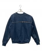 jacquemusジャックムス）の古着「Fio Blue Embroidered Logo Sweatshirt/ロゴ刺繍クルーネックスウェット」｜ネイビー