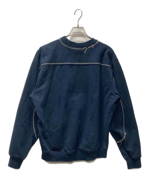 jacquemus（ジャックムス）jacquemus (ジャックムス) Fio Blue Embroidered Logo Sweatshirt/ロゴ刺繍クルーネックスウェット ネイビー サイズ:Sの古着・服飾アイテム