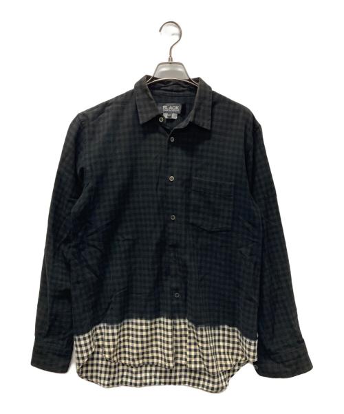 BLACK COMME des GARCONS（ブラックコムデギャルソン）BLACK COMME des GARCONS (ブラックコムデギャルソン) グラデーション加工チェックシャツ ブラック サイズ:Lの古着・服飾アイテム