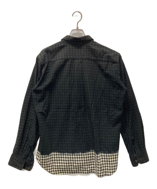 BLACK COMME des GARCONS（ブラックコムデギャルソン）BLACK COMME des GARCONS (ブラックコムデギャルソン) グラデーション加工チェックシャツ ブラック サイズ:Lの古着・服飾アイテム