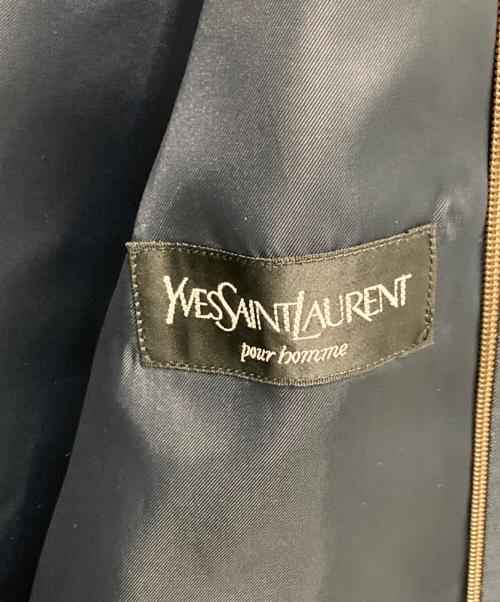 Yves Saint Laurent（イヴサンローラン）Yves Saint Laurent (イヴサンローラン) ウールシルクステンカラーコート ネイビー サイズ:Lの古着・服飾アイテム