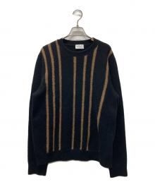 Salvatore Ferragamo（サルヴァトーレ フェラガモ）の古着「ランダムストライプニット」｜ブラック×ブラウン