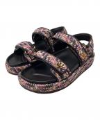 TORY BURCHトリーバーチ）の古着「Kira Tweed Platform Sport Sandals/キラ ツイード プラットフォーム スポーツサンダル」｜ブラウンピンク