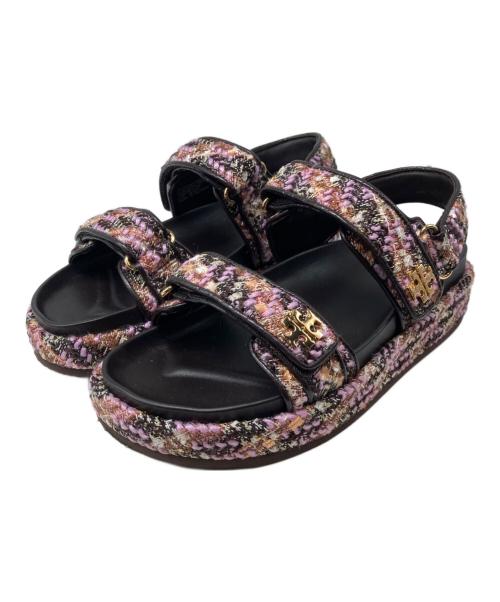 TORY BURCH（トリーバーチ）TORY BURCH (トリーバーチ) Kira Tweed Platform Sport Sandals/キラ ツイード プラットフォーム スポーツサンダル ブラウンピンク サイズ:SIZE7 1/2の古着・服飾アイテム