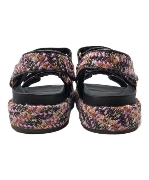 TORY BURCH（トリーバーチ）TORY BURCH (トリーバーチ) Kira Tweed Platform Sport Sandals/キラ ツイード プラットフォーム スポーツサンダル ブラウンピンク サイズ:SIZE7 1/2の古着・服飾アイテム