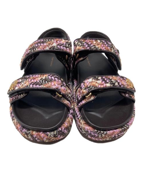 TORY BURCH（トリーバーチ）TORY BURCH (トリーバーチ) Kira Tweed Platform Sport Sandals/キラ ツイード プラットフォーム スポーツサンダル ブラウンピンク サイズ:SIZE7 1/2の古着・服飾アイテム