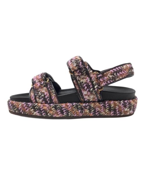TORY BURCH（トリーバーチ）TORY BURCH (トリーバーチ) Kira Tweed Platform Sport Sandals/キラ ツイード プラットフォーム スポーツサンダル ブラウンピンク サイズ:SIZE7 1/2の古着・服飾アイテム