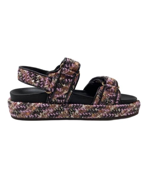 TORY BURCH（トリーバーチ）TORY BURCH (トリーバーチ) Kira Tweed Platform Sport Sandals/キラ ツイード プラットフォーム スポーツサンダル ブラウンピンク サイズ:SIZE7 1/2の古着・服飾アイテム