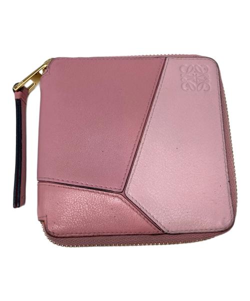LOEWE（ロエベ）LOEWE (ロエベ) パズル スクエア ラウンドファスナー二つ折り財布 ピンクの古着・服飾アイテム