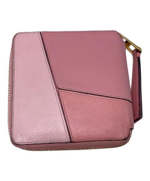 LOEWE（ロエベ）LOEWE (ロエベ) パズル スクエア ラウンドファスナー二つ折り財布 ピンクの古着・服飾アイテム