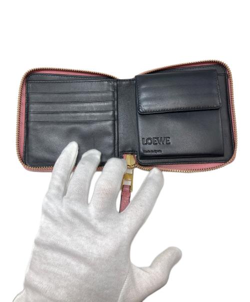 LOEWE（ロエベ）LOEWE (ロエベ) パズル スクエア ラウンドファスナー二つ折り財布 ピンクの古着・服飾アイテム