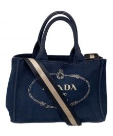 PRADA（プラダ）の古着「カナパ2WAYキャンバストートバッグ」｜ネイビー