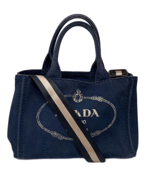 PRADA（プラダ）PRADA (プラダ) カナパ2WAYキャンバストートバッグ ネイビーの古着・服飾アイテム