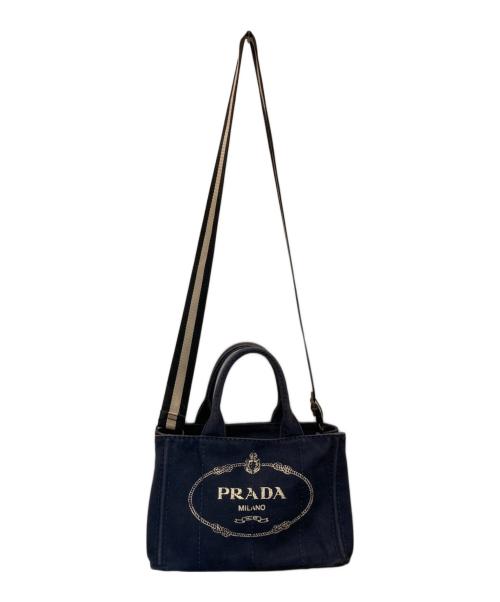 PRADA（プラダ）PRADA (プラダ) カナパ2WAYキャンバストートバッグ ネイビーの古着・服飾アイテム