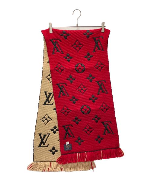 LOUIS VUITTON（ルイ ヴィトン）LOUIS VUITTON (ルイ ヴィトン) エシャルプ・ロゴマニア デュオ マフラー ベージュ×レッドの古着・服飾アイテム