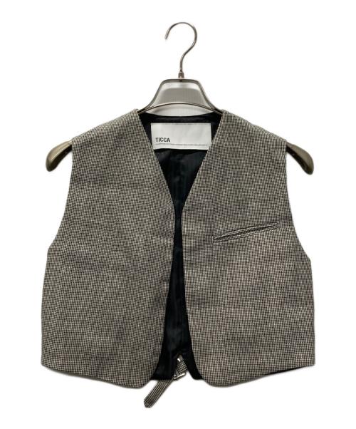 ticca（ティッカ）ticca (ティッカ) ハウンドトゥースベスト グレー サイズ:freeの古着・服飾アイテム