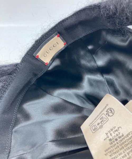 GUCCI（グッチ）GUCCI (グッチ) モヘアキャップ ブラックの古着・服飾アイテム