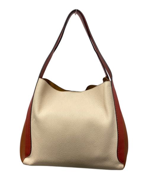 COACH（コーチ）COACH (コーチ) ハドリーホーボーカラーブロックトートバッグ ベージュ×ブラウンの古着・服飾アイテム