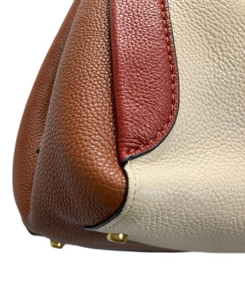 COACH（コーチ）COACH (コーチ) ハドリーホーボーカラーブロックトートバッグ ベージュ×ブラウンの古着・服飾アイテム