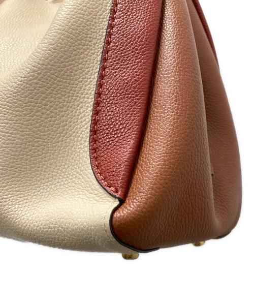 COACH（コーチ）COACH (コーチ) ハドリーホーボーカラーブロックトートバッグ ベージュ×ブラウンの古着・服飾アイテム