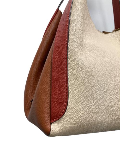 COACH（コーチ）COACH (コーチ) ハドリーホーボーカラーブロックトートバッグ ベージュ×ブラウンの古着・服飾アイテム