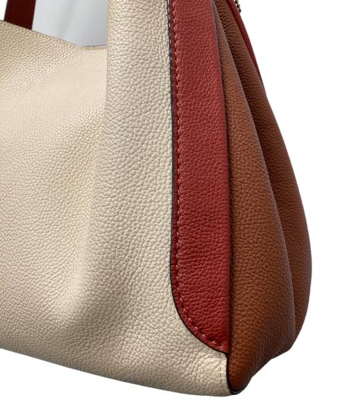 COACH（コーチ）COACH (コーチ) ハドリーホーボーカラーブロックトートバッグ ベージュ×ブラウンの古着・服飾アイテム