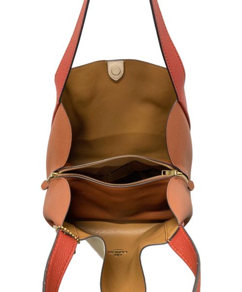 COACH（コーチ）COACH (コーチ) ハドリーホーボーカラーブロックトートバッグ ベージュ×ブラウンの古着・服飾アイテム