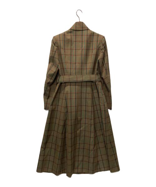 AKIRA NAKA（アキラナカ）AKIRA NAKA (アキラナカ) チェックダブルコート ベージュ×グリーン サイズ:38の古着・服飾アイテム