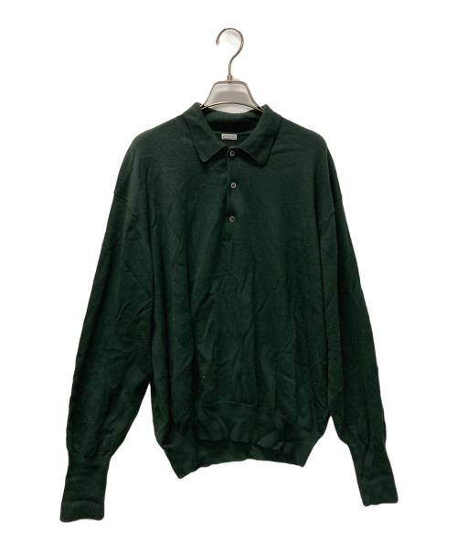 A.PRESSE（アプレッセ）A.PRESSE (アプレッセ) L/S Knit Polo Shirt グリーン サイズ:SIZE2の古着・服飾アイテム