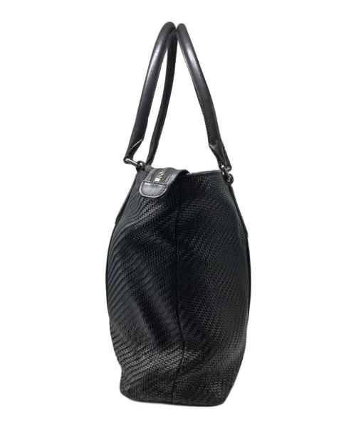 ERMENEGILDO ZEGNA（エルメネジルド・ゼニア）Ermenegildo Zegna (エルメネジルド・ゼニア) レザー編み込みトートバッグ ブラックの古着・服飾アイテム