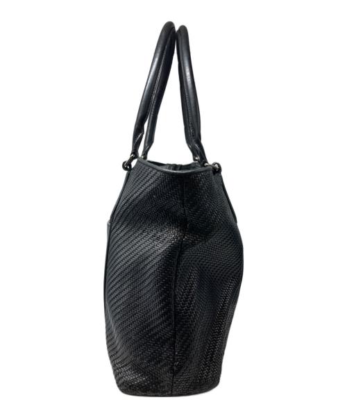 ERMENEGILDO ZEGNA（エルメネジルド・ゼニア）Ermenegildo Zegna (エルメネジルド・ゼニア) レザー編み込みトートバッグ ブラックの古着・服飾アイテム