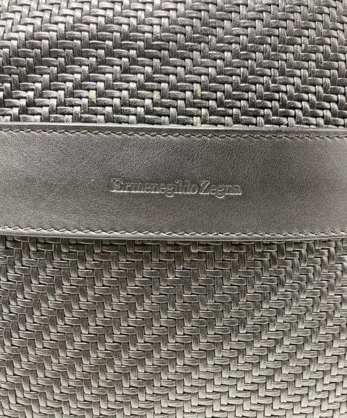 ERMENEGILDO ZEGNA（エルメネジルド・ゼニア）Ermenegildo Zegna (エルメネジルド・ゼニア) レザー編み込みトートバッグ ブラックの古着・服飾アイテム