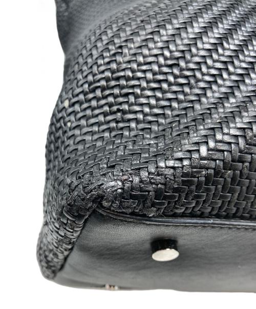 ERMENEGILDO ZEGNA（エルメネジルド・ゼニア）Ermenegildo Zegna (エルメネジルド・ゼニア) レザー編み込みトートバッグ ブラックの古着・服飾アイテム