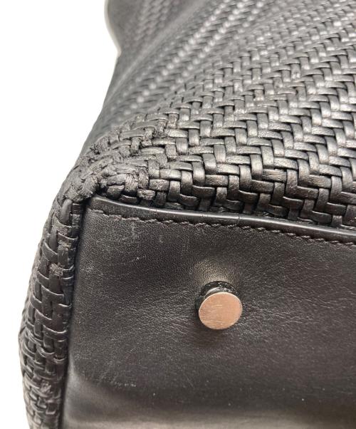 ERMENEGILDO ZEGNA（エルメネジルド・ゼニア）Ermenegildo Zegna (エルメネジルド・ゼニア) レザー編み込みトートバッグ ブラックの古着・服飾アイテム