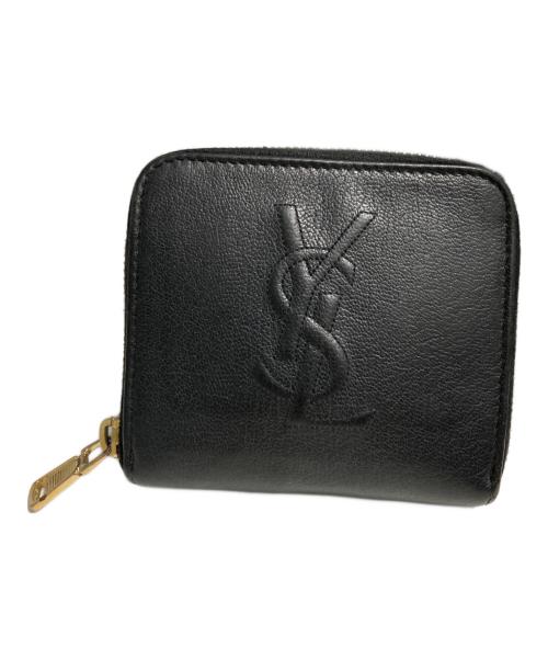 Yves Saint Laurent（イヴサンローラン）Yves Saint Laurent (イヴサンローラン) ラウンドファスナー2つ折り財布 ブラックの古着・服飾アイテム