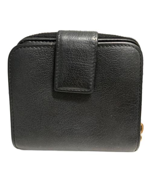 Yves Saint Laurent（イヴサンローラン）Yves Saint Laurent (イヴサンローラン) ラウンドファスナー2つ折り財布 ブラックの古着・服飾アイテム