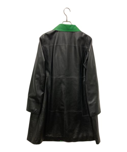 JEAN LOUIS SCHERRER（ジャンルイ シェレル）JEAN LOUIS SCHERRER (ジャンルイ シェレル) ラムレザーコート ブラック×グリーン サイズ:Fの古着・服飾アイテム
