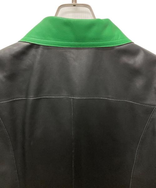 JEAN LOUIS SCHERRER（ジャンルイ シェレル）JEAN LOUIS SCHERRER (ジャンルイ シェレル) ラムレザーコート ブラック×グリーン サイズ:Fの古着・服飾アイテム