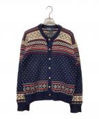 POLO RALPH LAURENポロ・ラルフローレン）の古着「ノルディック柄丸首カーディガン」｜ネイビー×ベージュ