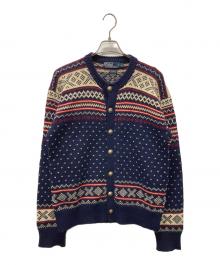 POLO RALPH LAUREN（ポロ・ラルフローレン）の古着「ノルディック柄丸首カーディガン」｜ネイビー×ベージュ