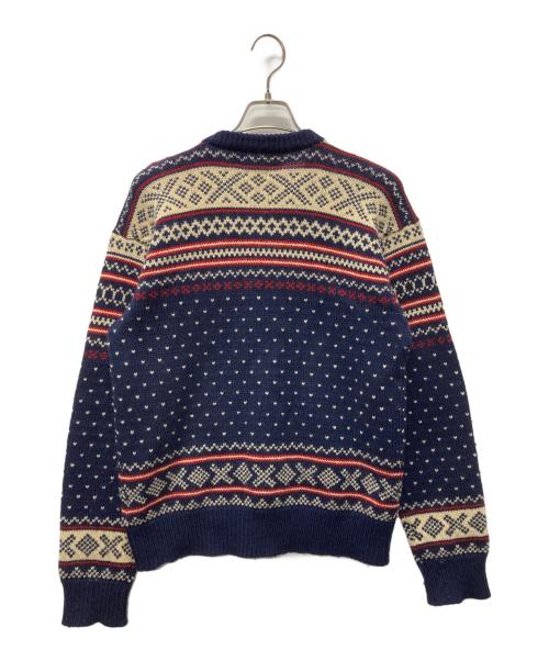 POLO RALPH LAUREN（ポロ・ラルフローレン）POLO RALPH LAUREN (ポロ・ラルフローレン) ノルディック柄丸首カーディガン ネイビー×ベージュ サイズ:ＸＬの古着・服飾アイテム