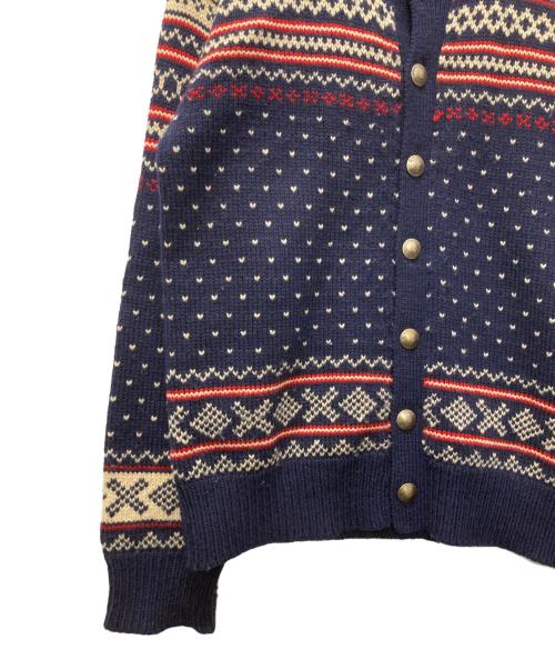POLO RALPH LAUREN（ポロ・ラルフローレン）POLO RALPH LAUREN (ポロ・ラルフローレン) ノルディック柄丸首カーディガン ネイビー×ベージュ サイズ:ＸＬの古着・服飾アイテム