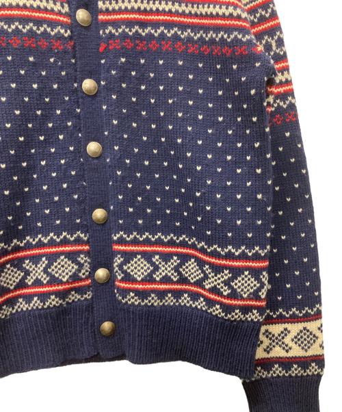 POLO RALPH LAUREN（ポロ・ラルフローレン）POLO RALPH LAUREN (ポロ・ラルフローレン) ノルディック柄丸首カーディガン ネイビー×ベージュ サイズ:ＸＬの古着・服飾アイテム