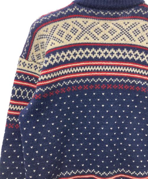 POLO RALPH LAUREN（ポロ・ラルフローレン）POLO RALPH LAUREN (ポロ・ラルフローレン) ノルディック柄丸首カーディガン ネイビー×ベージュ サイズ:ＸＬの古着・服飾アイテム