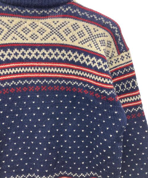 POLO RALPH LAUREN（ポロ・ラルフローレン）POLO RALPH LAUREN (ポロ・ラルフローレン) ノルディック柄丸首カーディガン ネイビー×ベージュ サイズ:ＸＬの古着・服飾アイテム